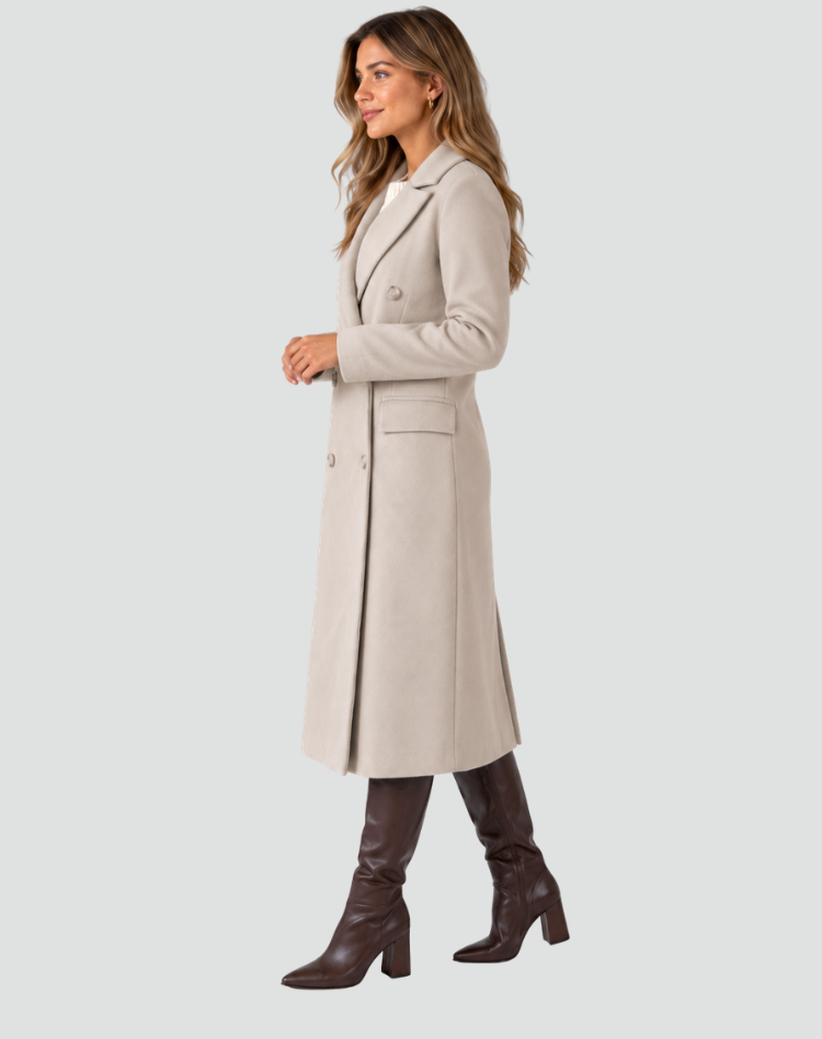 Damen Mantel - Taillierter Schnitt mit doppeltem Knopfverschluss - 10 - Atelier-Zofia