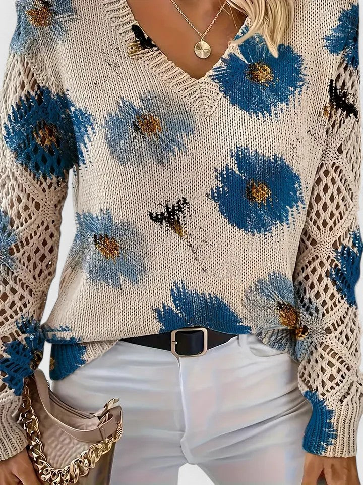 Damen Pullover mit V-Ausschnitt und lässiger Passform - ideal für den Alltag - 1 - Atelier-Zofia