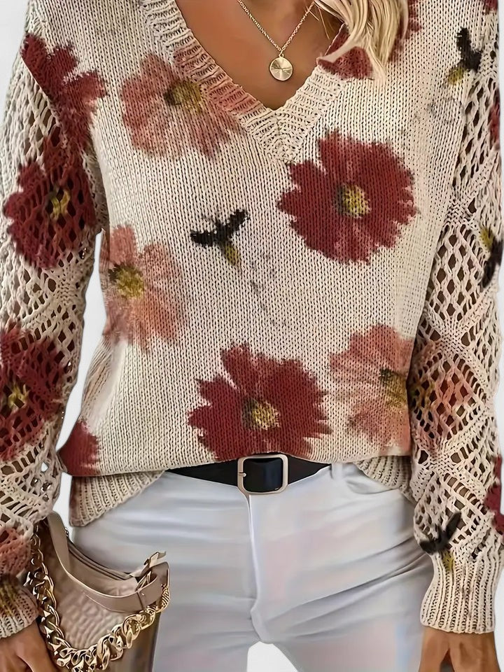 Damen Pullover mit V-Ausschnitt und lässiger Passform - ideal für den Alltag - 2 - Atelier-Zofia