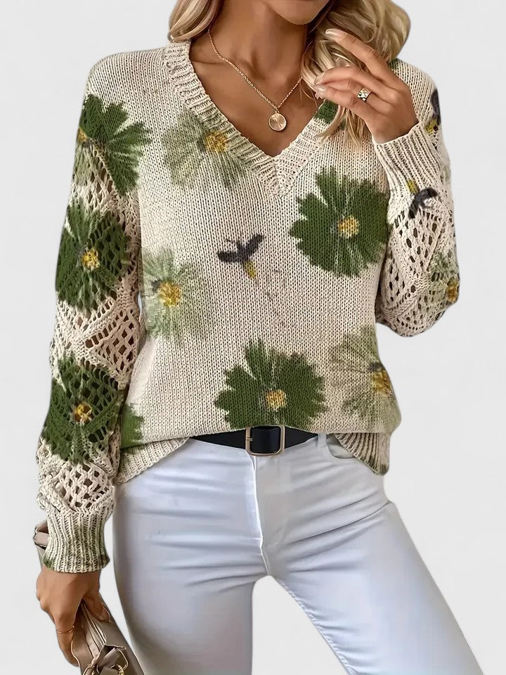Damen Pullover mit V-Ausschnitt und lässiger Passform - ideal für den Alltag - 3 - Atelier-Zofia