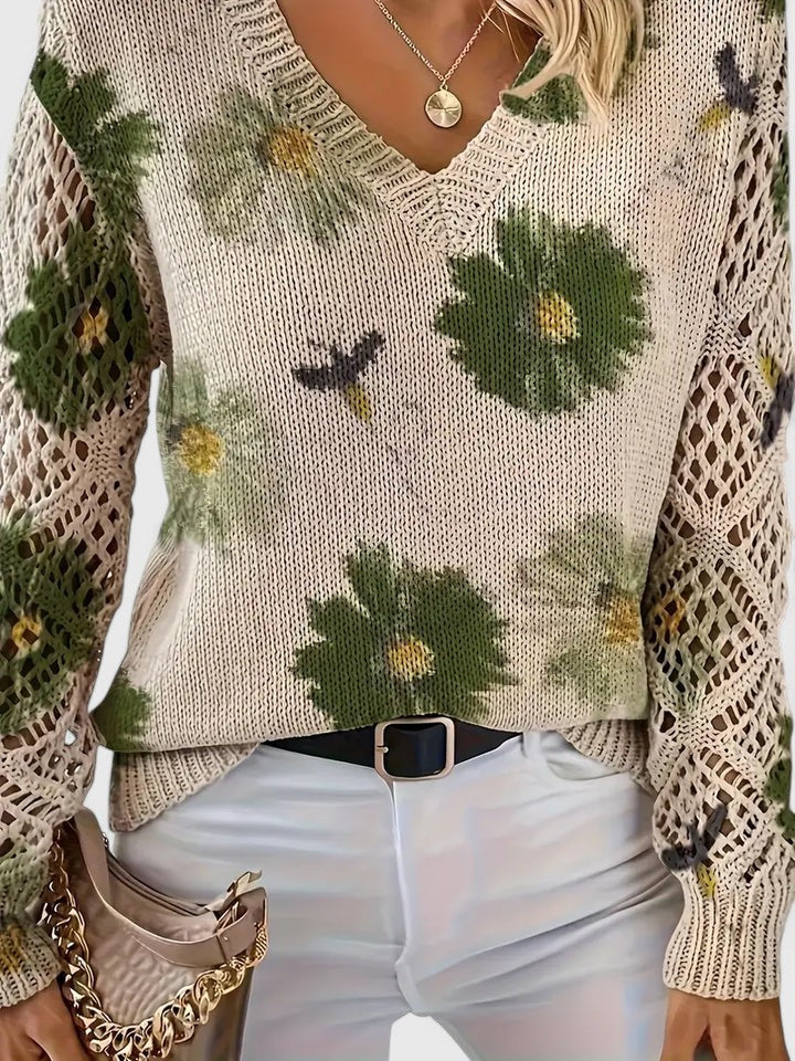 Damen Pullover mit V-Ausschnitt und lässiger Passform - ideal für den Alltag - 4 - Atelier-Zofia