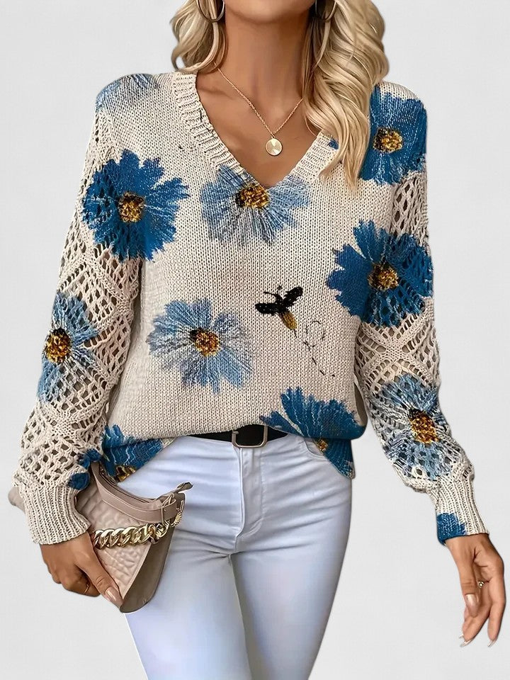 Damen Pullover mit V-Ausschnitt und lässiger Passform - ideal für den Alltag - 5 - Atelier-Zofia