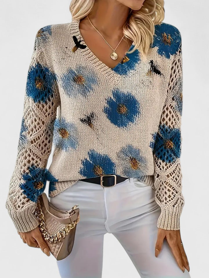 Damen Pullover mit V-Ausschnitt und lässiger Passform - ideal für den Alltag - 6 - Atelier-Zofia
