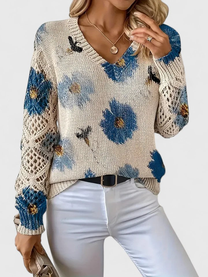 Damen Pullover mit V-Ausschnitt und lässiger Passform - ideal für den Alltag - 7 - Atelier-Zofia