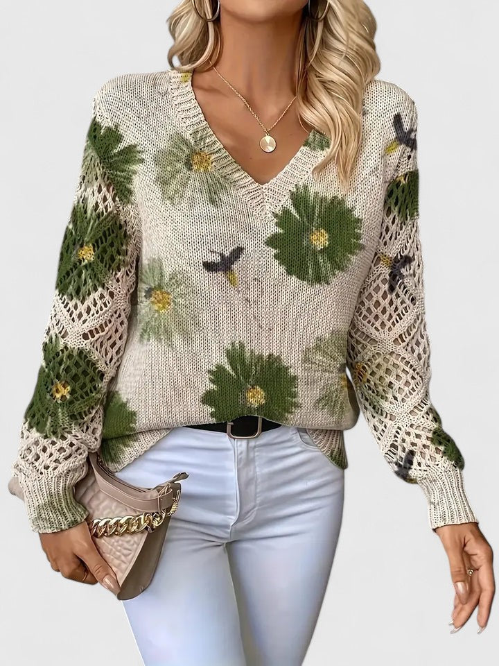 Damen Pullover mit V-Ausschnitt und lässiger Passform - ideal für den Alltag - 9 - Atelier-Zofia
