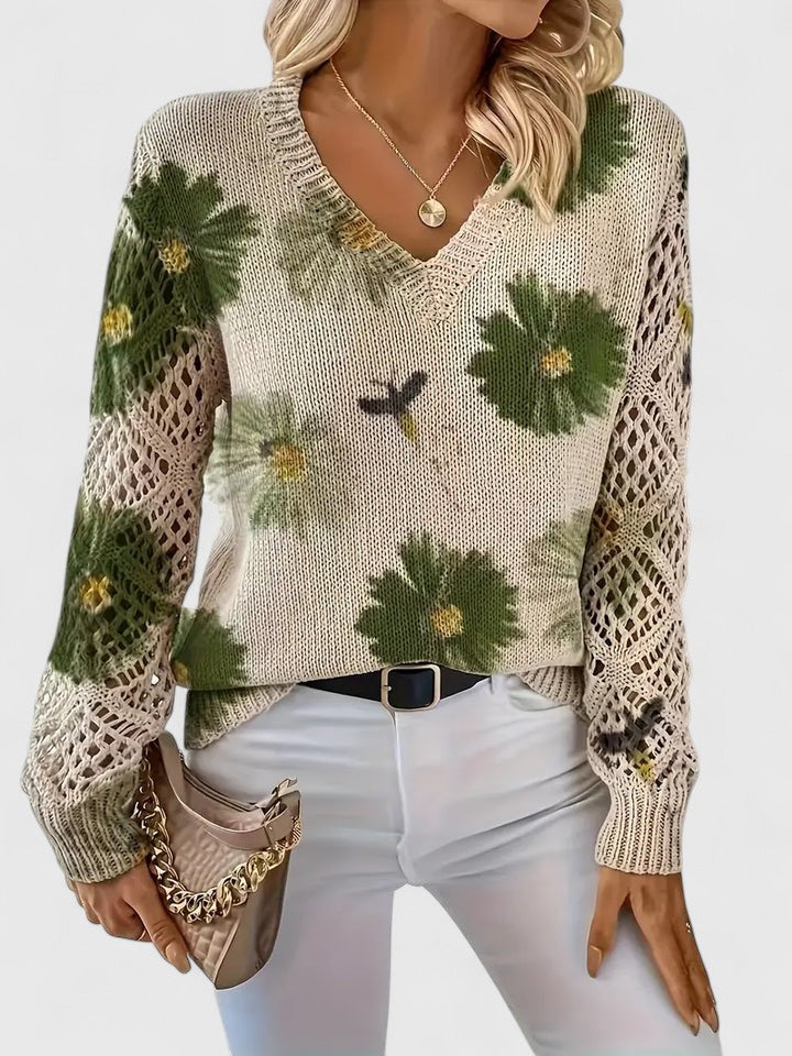 Damen Pullover mit V-Ausschnitt und lässiger Passform - ideal für den Alltag - 10 - Atelier-Zofia