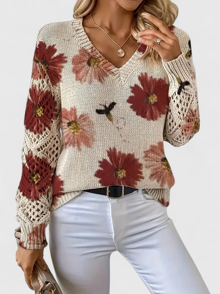 Damen Pullover mit V-Ausschnitt und lässiger Passform - ideal für den Alltag - 13 - Atelier-Zofia