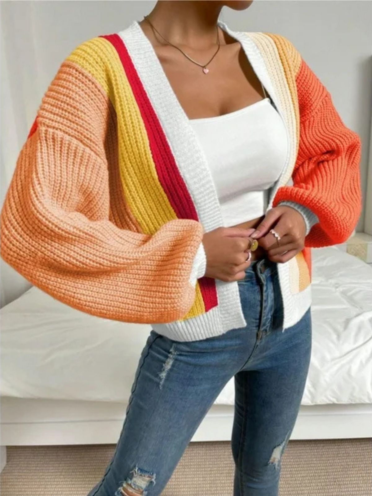 Cardigan Damen mit lässigem Schnitt und weitem Arm - 10 - Atelier-Zofia