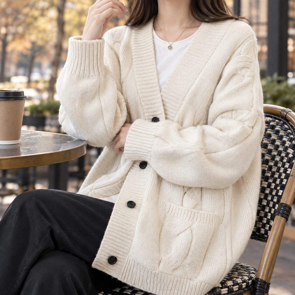 Cardigan Damen oversized Schnitt mit Knopfleiste | A&Z - 1 - Atelier-Zofia