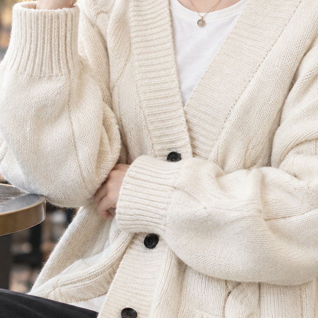 Cardigan Damen oversized Schnitt mit Knopfleiste | A&Z - 2 - Atelier-Zofia
