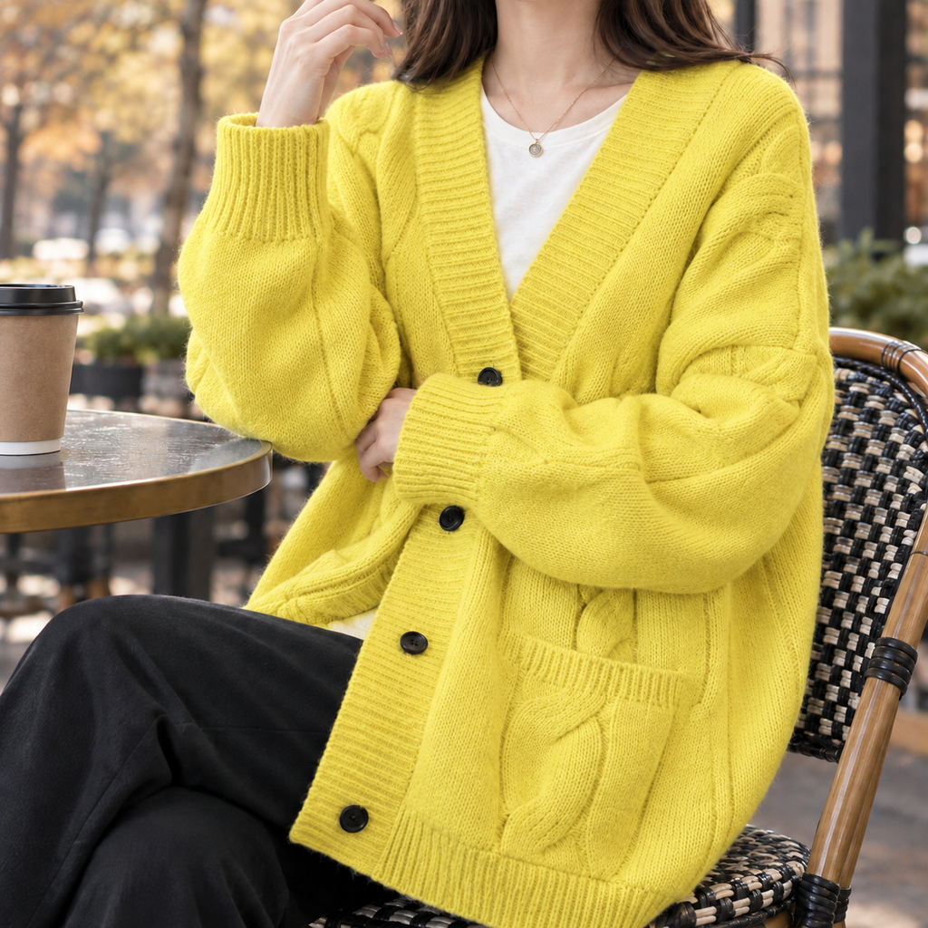 Cardigan Damen oversized Schnitt mit Knopfleiste | A&Z - 3 - Atelier-Zofia