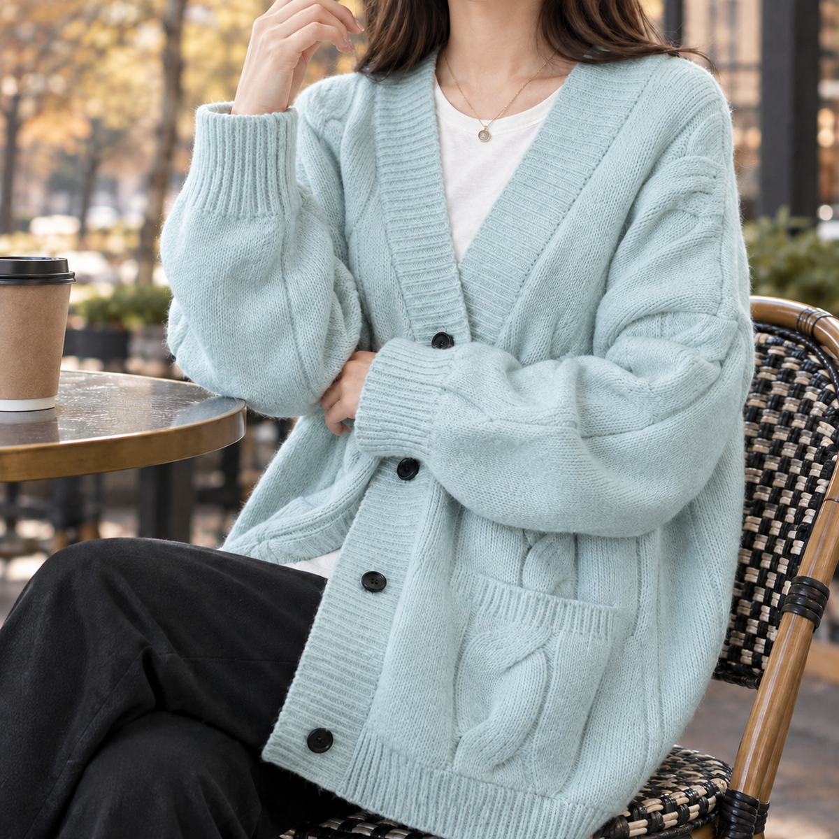 Cardigan Damen oversized Schnitt mit Knopfleiste | A&Z - 4 - Atelier-Zofia