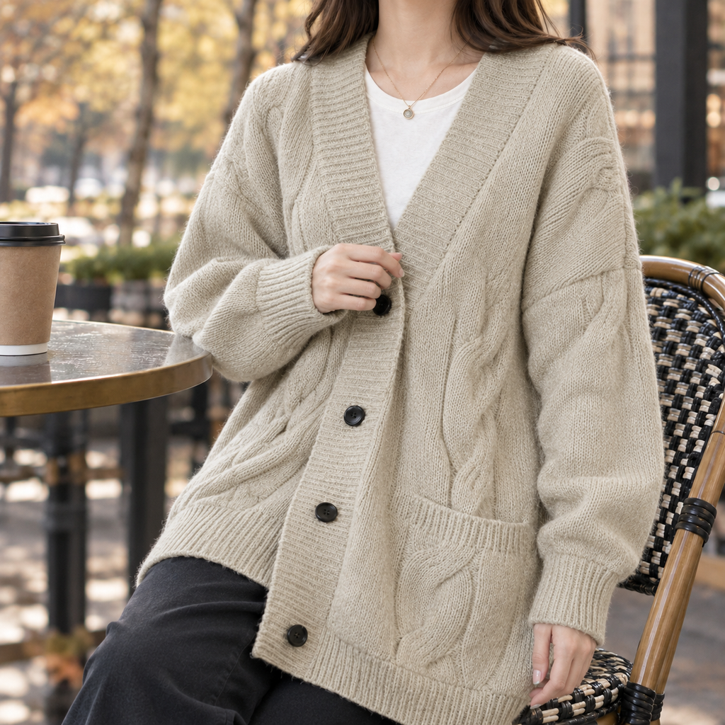 Cardigan Damen oversized Schnitt mit Knopfleiste | A&Z - 5 - Atelier-Zofia