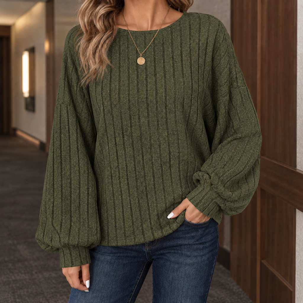 Pullover Damen grau mit weitem Schnitt und langen Ärmeln - 3 - Atelier-Zofia