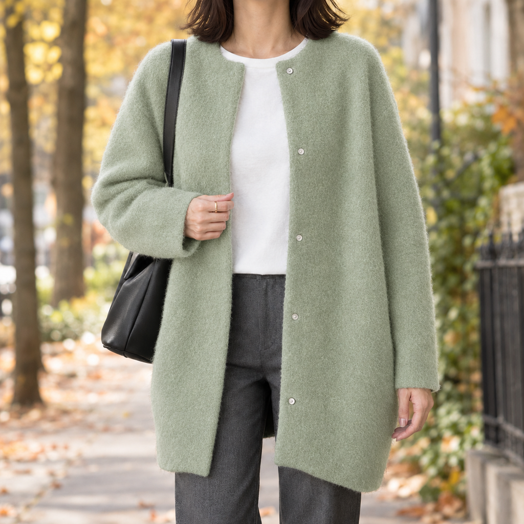 Cardigan Damen schwarz weit mit Knopfverschluss - 6 - Atelier-Zofia
