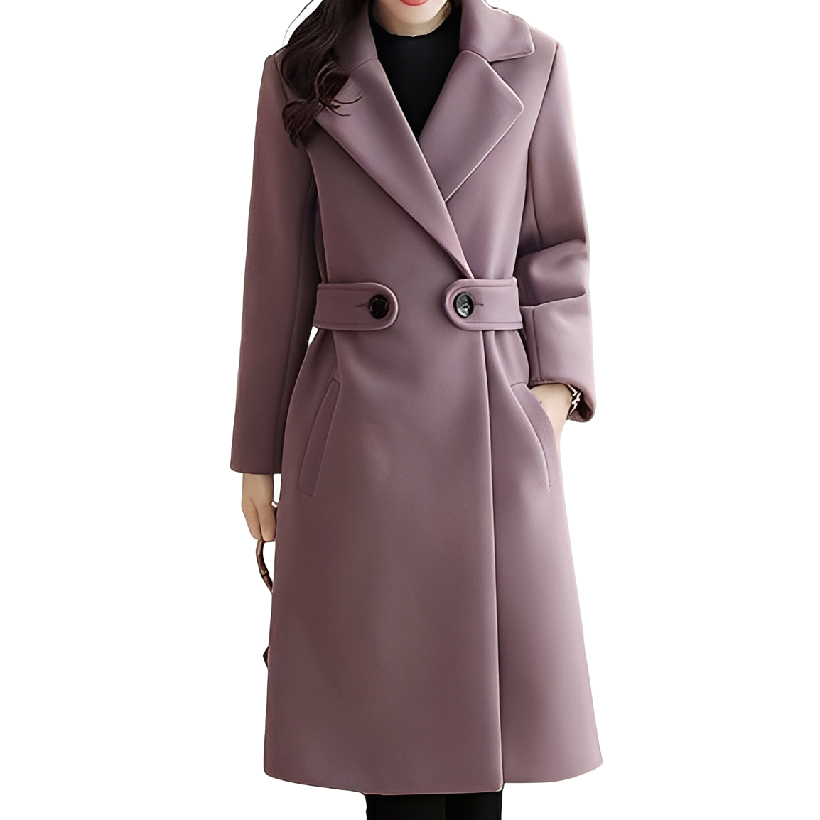 Mantel Damen beige tailliert mit Knopfdetails - 4 - Atelier-Zofia
