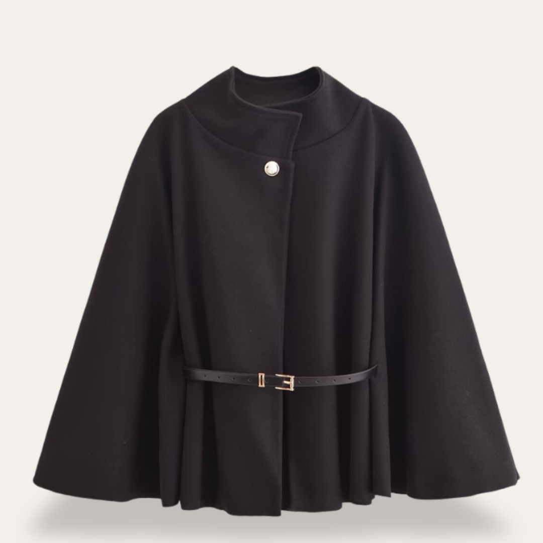 Mantel Damen rot tailliert mit Gürtel und Knopfdetails - 8 - Atelier-Zofia