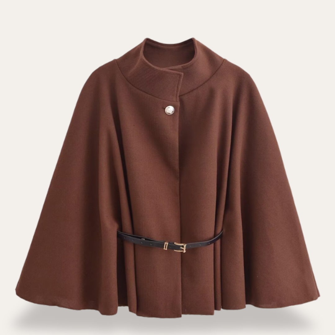 Mantel Damen rot tailliert mit Gürtel und Knopfdetails - 9 - Atelier-Zofia