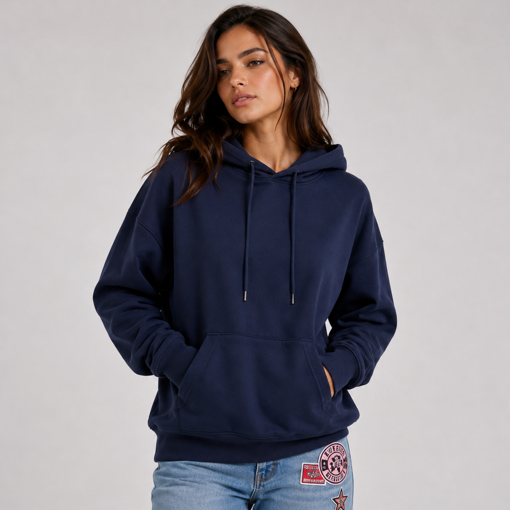 Hoodie Damen blau locker mit Sternenprint - 2 - Atelier-Zofia