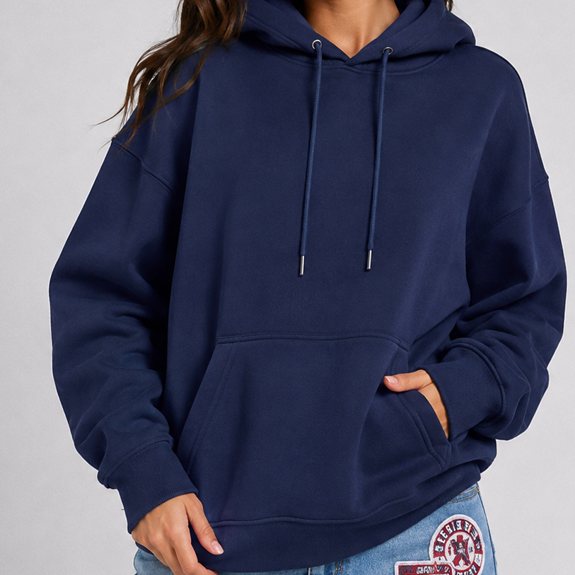 Hoodie Damen blau locker mit Sternenprint - 3 - Atelier-Zofia