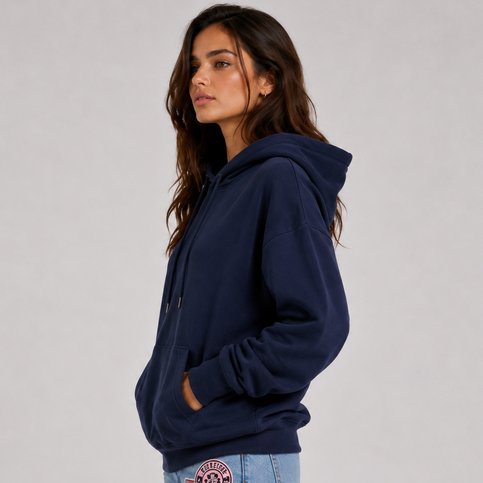 Hoodie Damen blau locker mit Sternenprint - 4 - Atelier-Zofia