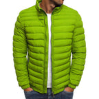 Steppjacke Herren grün figurbetont mit hohem Kragen - 1 - Atelier-Zofia
