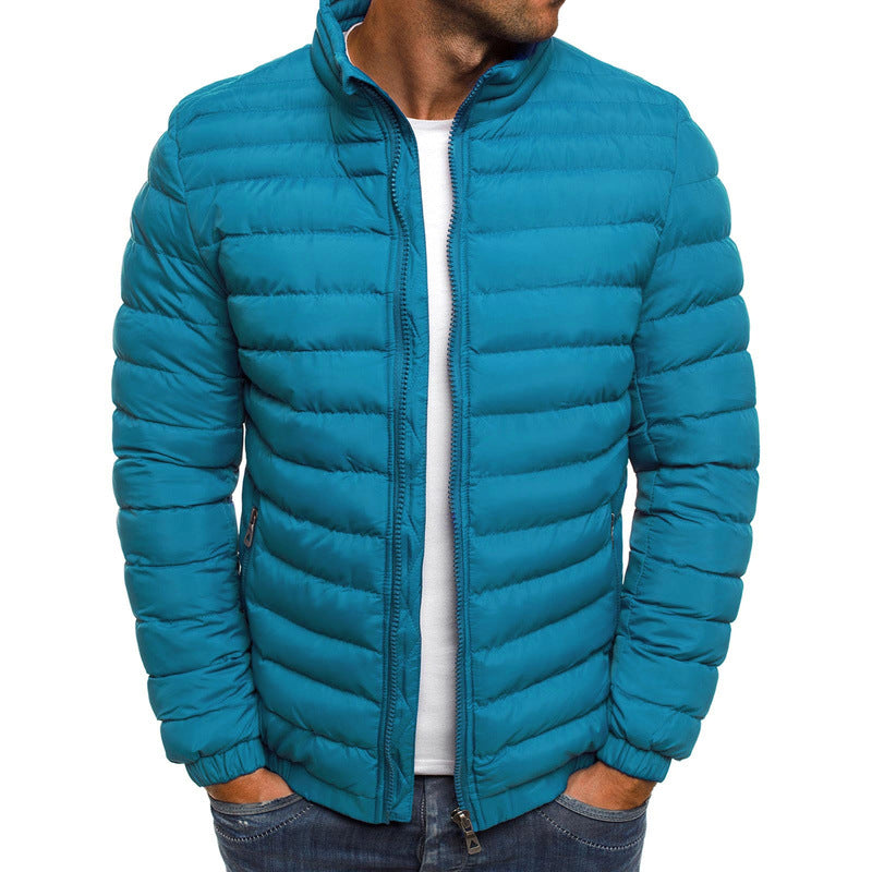 Steppjacke Herren grün figurbetont mit hohem Kragen - 5 - Atelier-Zofia