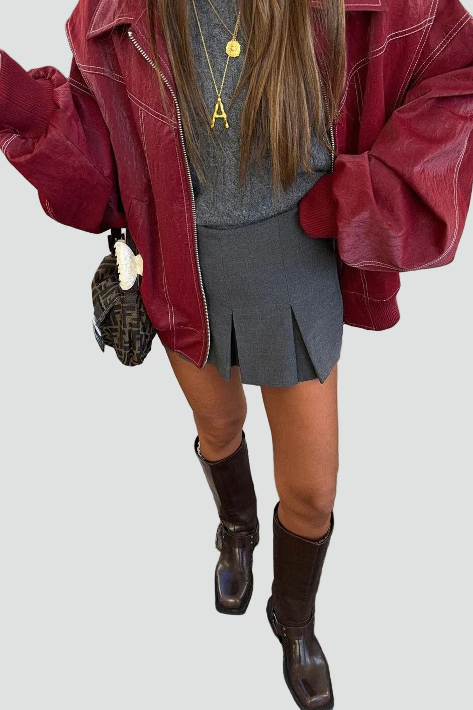 Jacke Damen rot oversized mit praktischen Taschen - 3 - Atelier-Zofia