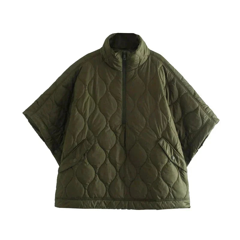Jacke Damen olivgrün oversized mit Steppung - 6 - Atelier-Zofia