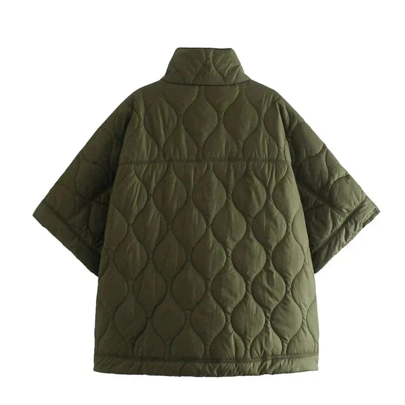 Jacke Damen olivgrün oversized mit Steppung - 7 - Atelier-Zofia