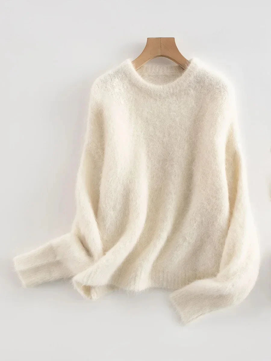 Pullover Damen grau oversize mit Rundhalsausschnitt - 1 - Atelier-Zofia