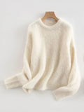 Pullover Damen grau oversize mit Rundhalsausschnitt - 1 - Atelier-Zofia