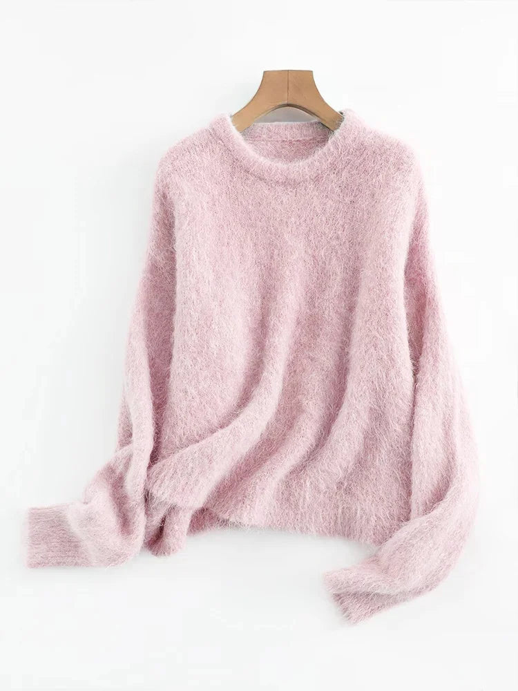 Pullover Damen grau oversize mit Rundhalsausschnitt - 4 - Atelier-Zofia