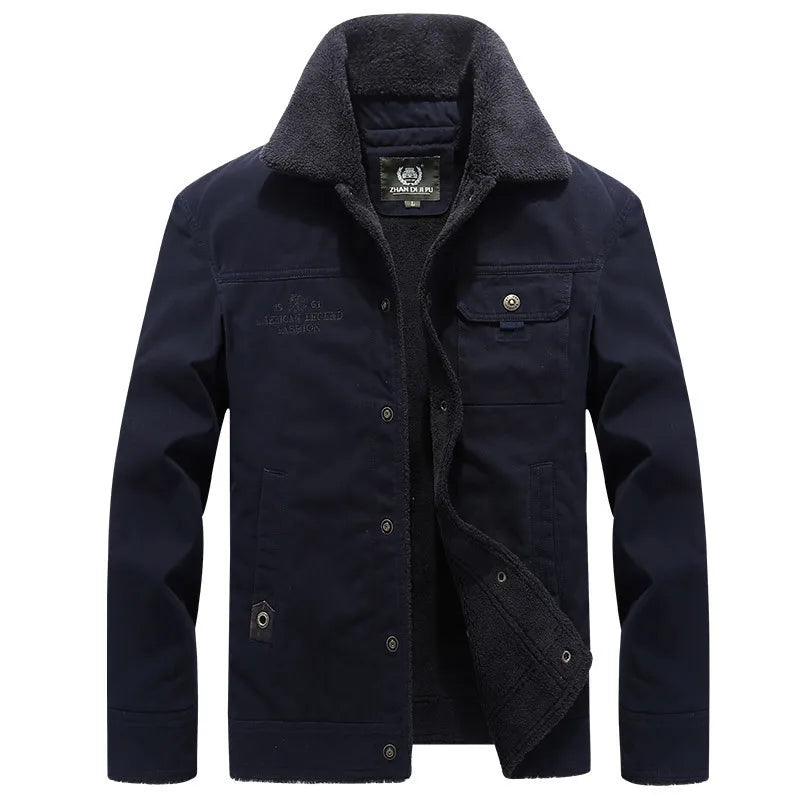 Jacke Herren olivgrün mit Kragen und praktischen Taschen - 8 - Atelier-Zofia