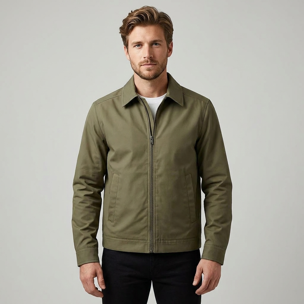 Jacke Herren schwarz tailliert mit Reißverschluss und Stehkragen - 5 - Atelier-Zofia