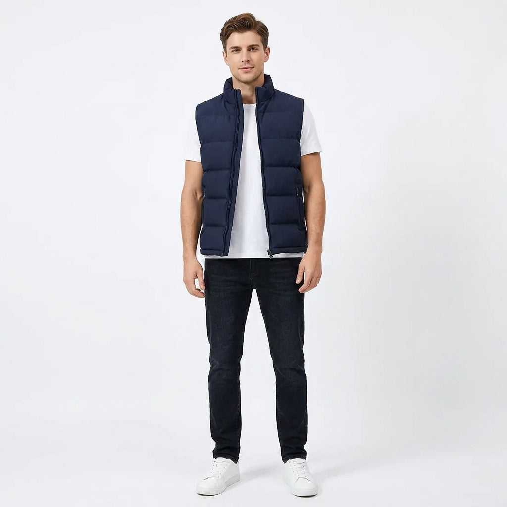 Weste Herren schwarz tailliert mit hohem Kragen - 1 - Atelier-Zofia