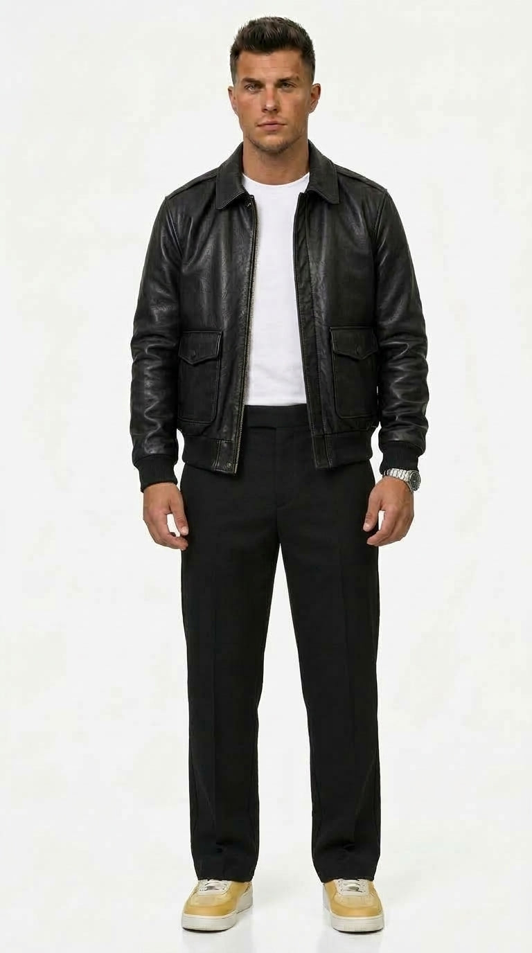 Lederjacke Herren braun tailliert mit praktischen Taschen - 4 - Atelier-Zofia