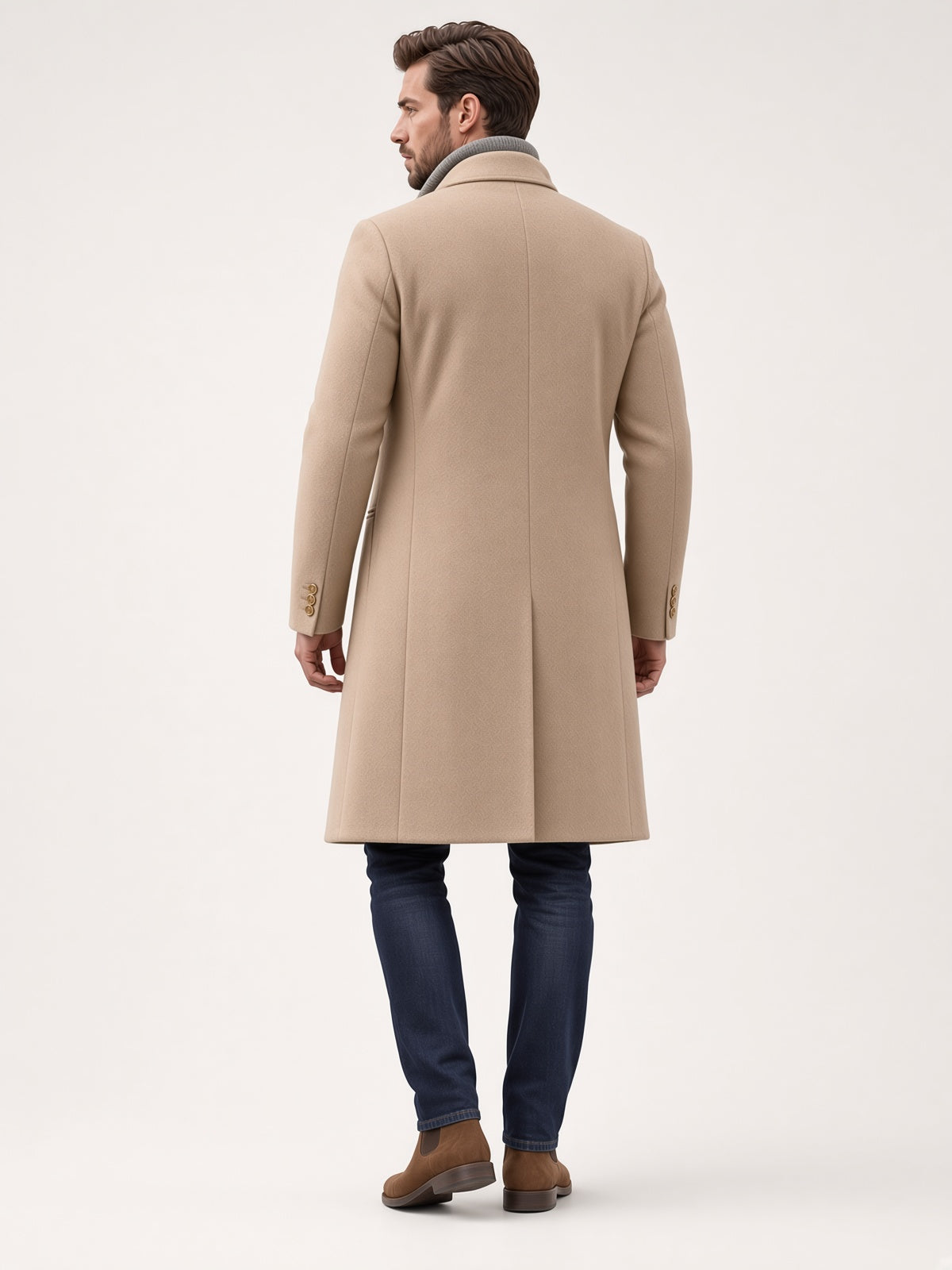 Mantel Herren beige tailliert mit Knöpfen - 3 - Atelier-Zofia