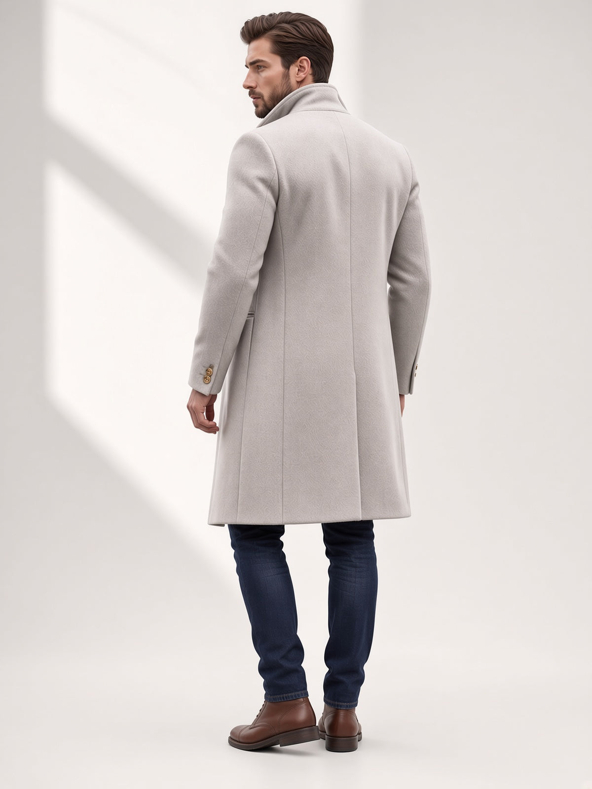 Mantel Herren beige tailliert mit Knöpfen - 6 - Atelier-Zofia