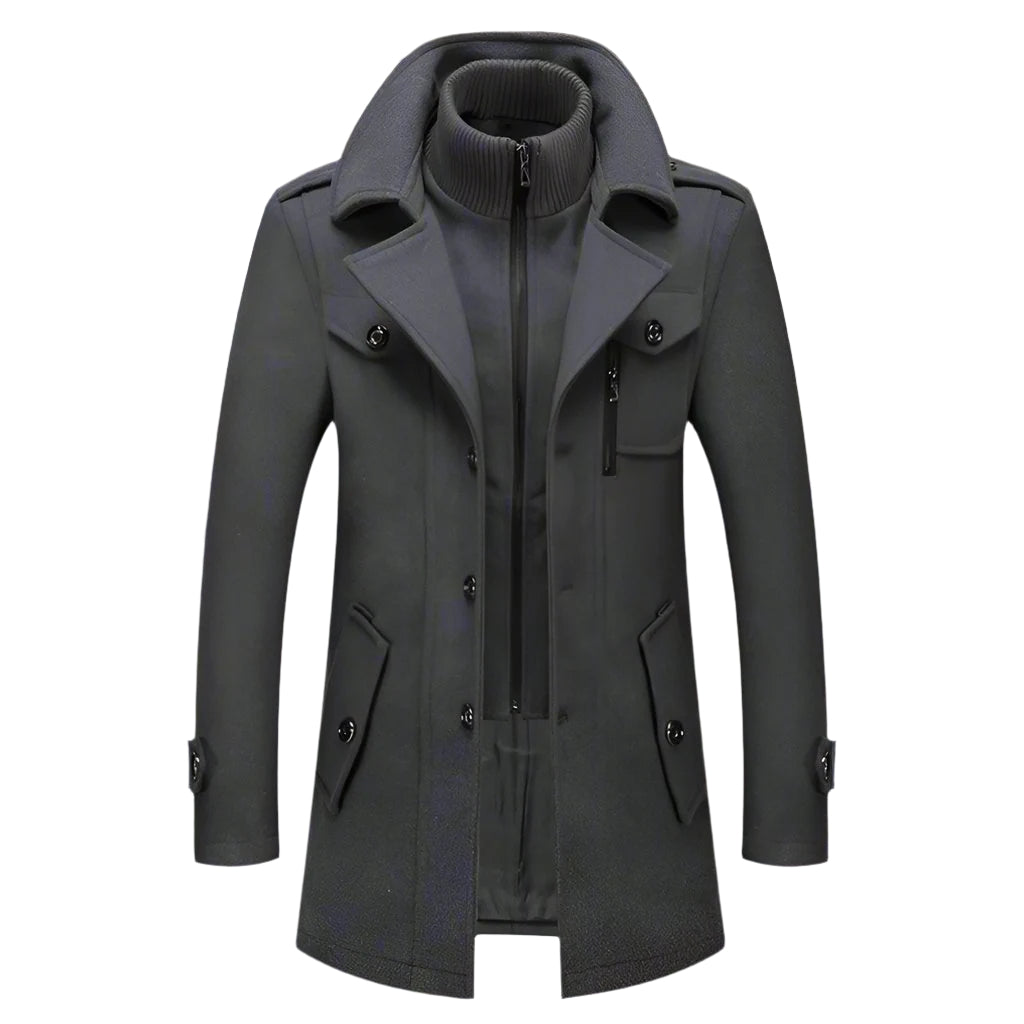 Jacket Men schwarz tailliert mit hohem Kragen und praktischen Taschen - 6 - Atelier-Zofia