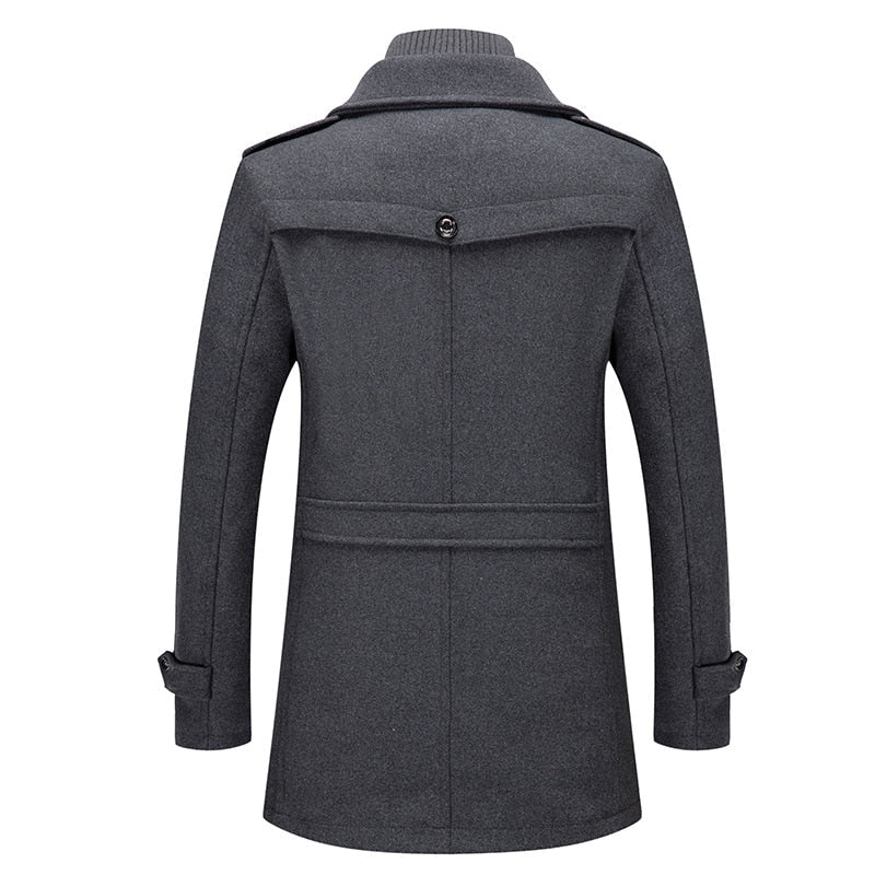 Jacket Men schwarz tailliert mit hohem Kragen und praktischen Taschen - 7 - Atelier-Zofia