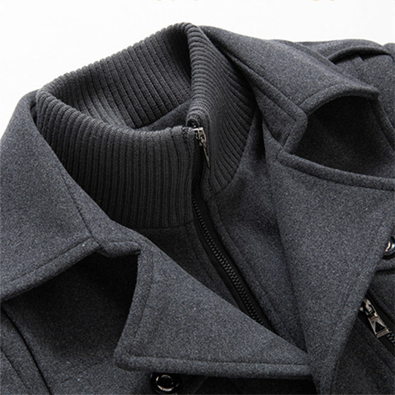 Jacket Men schwarz tailliert mit hohem Kragen und praktischen Taschen - 10 - Atelier-Zofia