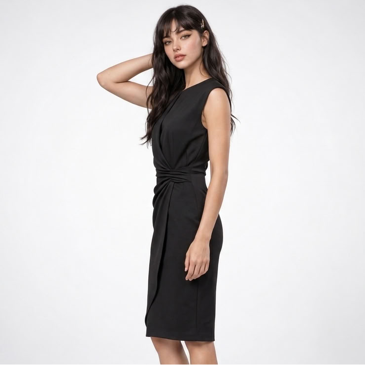 Kleid Damen schwarz figurbetont mit Schlüssel-Ausschnitt - 3 - Atelier-Zofia
