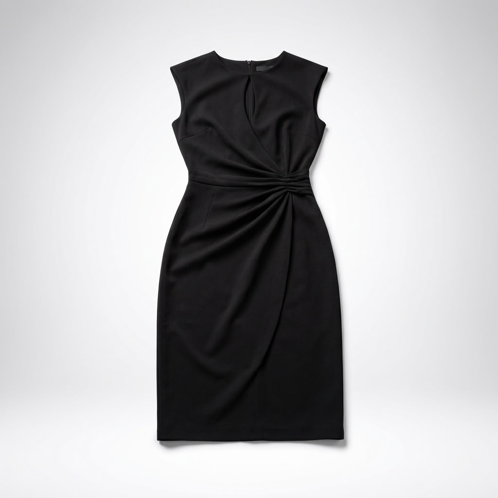 Kleid Damen schwarz figurbetont mit Schlüssel-Ausschnitt - 4 - Atelier-Zofia