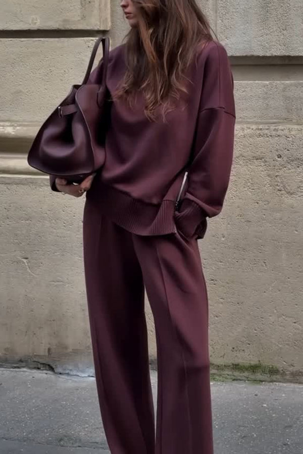 Outfit Damen burgunder weit mit lässigem Schnitt - 1 - Atelier-Zofia