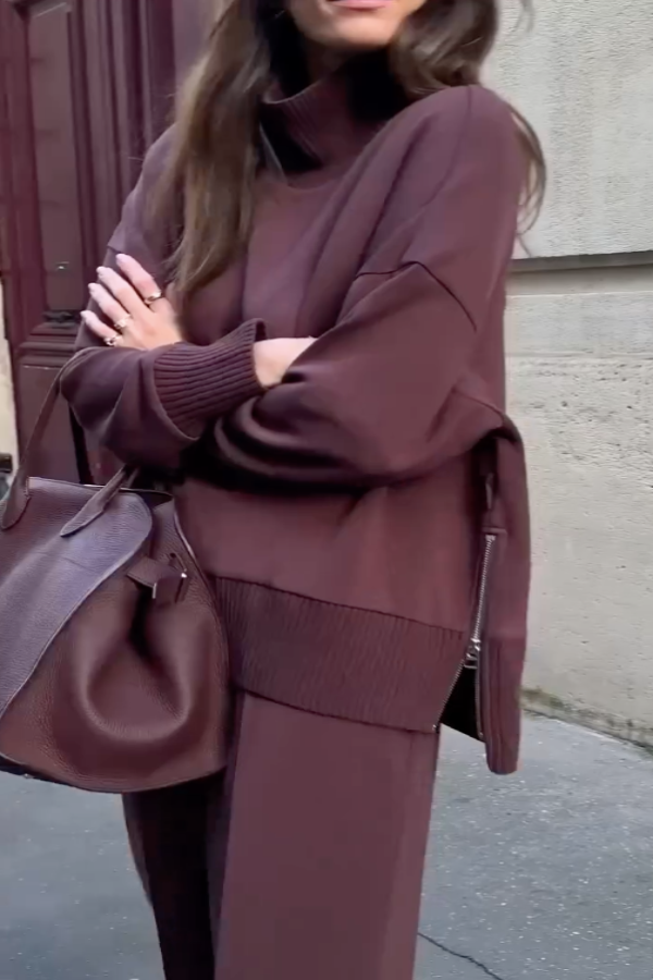 Outfit Damen burgunder weit mit lässigem Schnitt - 2 - Atelier-Zofia