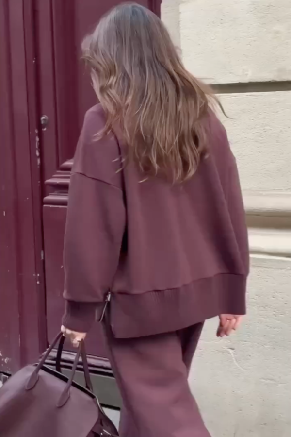 Outfit Damen burgunder weit mit lässigem Schnitt - 3 - Atelier-Zofia