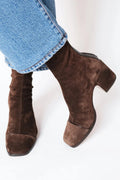 Stiefeletten Damen braun figurbetont mit Blockabsatz - 1 - Atelier-Zofia