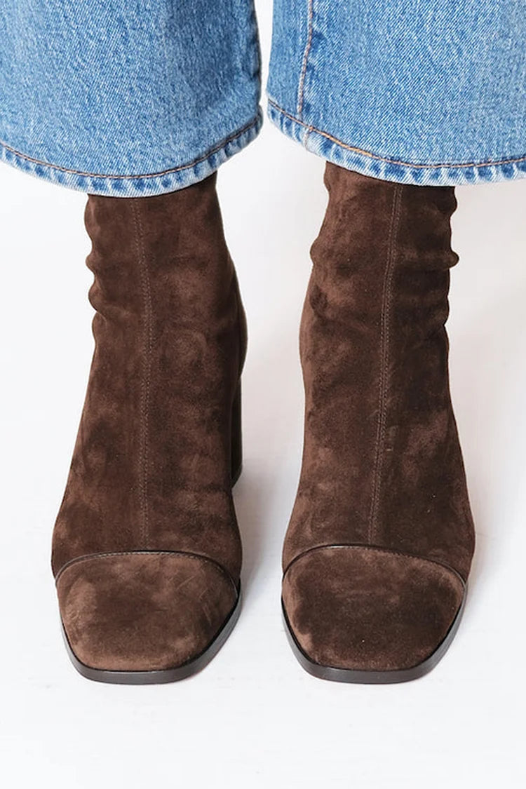 Stiefeletten Damen braun figurbetont mit Blockabsatz - 2 - Atelier-Zofia