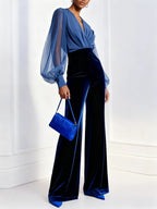 Outfit Damen blau figurbetont mit V-Ausschnitt und langen Ärmeln - 4 - Atelier-Zofia